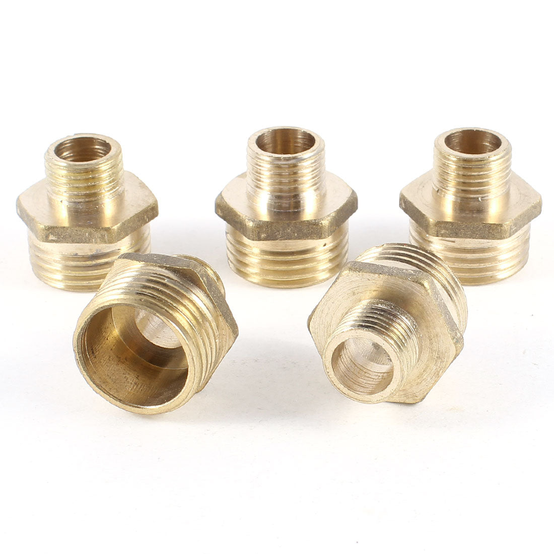 Harfington 5 Pcs 1/2"PT to 1/4"PT Male Thread Brass Straight Pipe Adapter Fitting