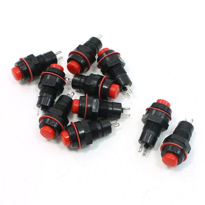 Harfington Uxcell 10 Pcs AC 250V 1A 125V 3A 2 Terminal  Round Momentary Push Button Switch Red