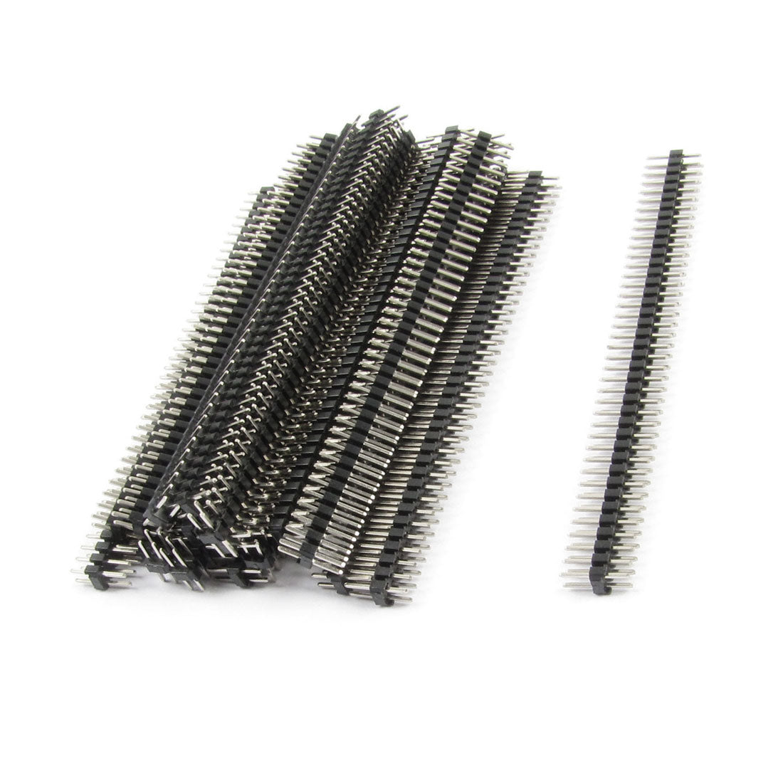 uxcell Uxcell 2.54mm Pitch 80 Pins Double Row Male Pin Header Black 20 Pcs