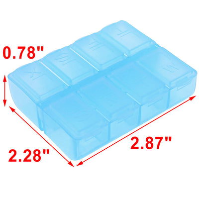 Harfington Uxcell Travel Plastic 8 Compartments Gadget Pill Organizer Box Blue 7.3cm x 5.8cm x 2cm