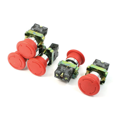 Harfington Uxcell 5 Pcs N/C SPST Latching Action Emergency Stop Push Button Switch 10A 600V