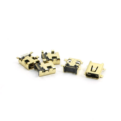 Harfington 8 Pins Mini USB Jack Female Socket Connector SMT Type Gold Tone 5 Pcs