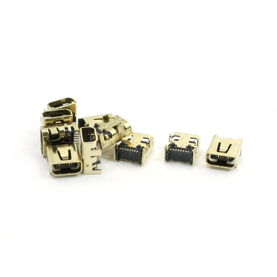 Harfington 10pcs SMT Mini USB Jack Female Socket Connector 8 Pin Gold Tone