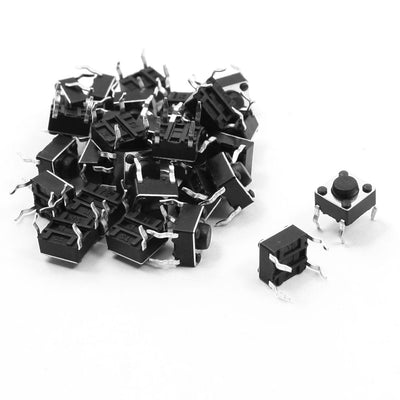 Harfington 25pcs 6x6x8mm Round Pushbutton 4 Pins Surface Mounted Devices SMT Momentary Tactile Switch