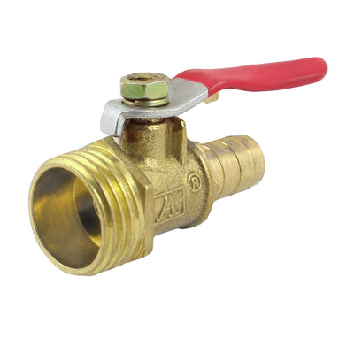 uxcell Uxcell 20mm 1/2" PT Male to Hose Barb Metal Lever Gas Air Flow Brass Ball Valve