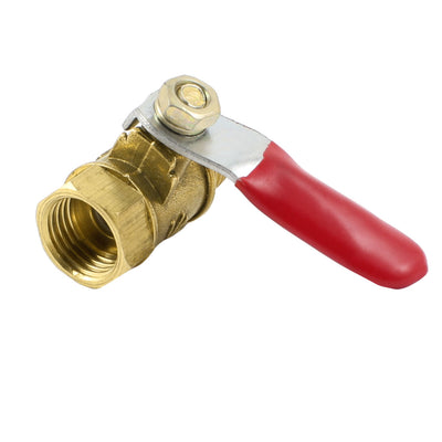 uxcell Uxcell Male to Female 1/4"PT Threaded Red Lever Handle Brass Ball Valve