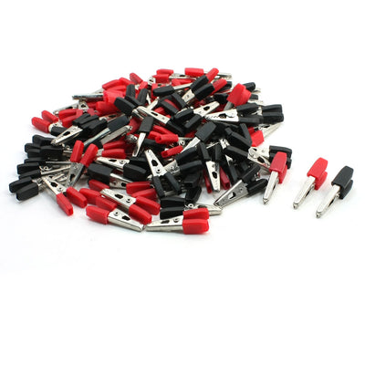 Harfington Uxcell 100pcs Red Black Plastic Coated Handle Insulated Alligator Clips 1.3" Length 6mm Jaw Open Width
