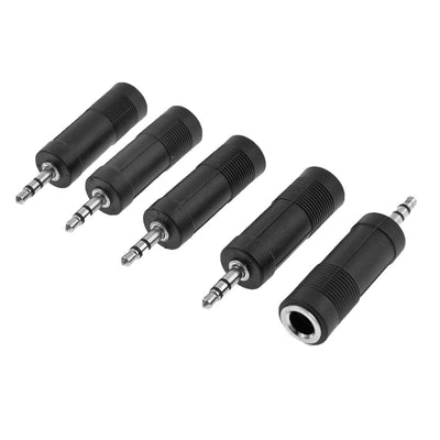 Harfington Uxcell 5 Pcs 3.5mm Male Stereo Connector to 6.35mm Female Audio Mic Adapter Converter