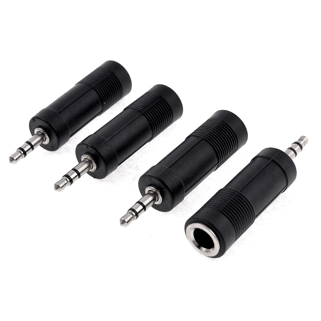 uxcell Uxcell 4 Pcs Black 3.5mm Stereo Male to 6.35mm Female Audio Jack Connector Adapter