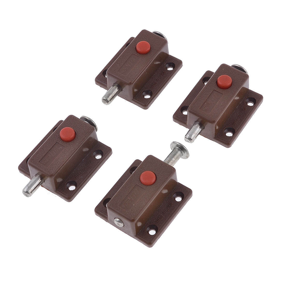 uxcell Uxcell Button Control Gate Cupboard Door Latch Lock Automatic Barrel Bolt Brown 4pcs