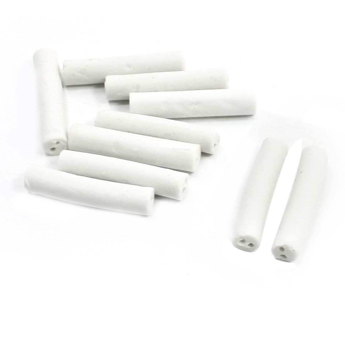 uxcell Uxcell 10 Pcs Double Wire Hole 25mm x 5mm x 1mm Ceramic Insulation Pipe Tube White