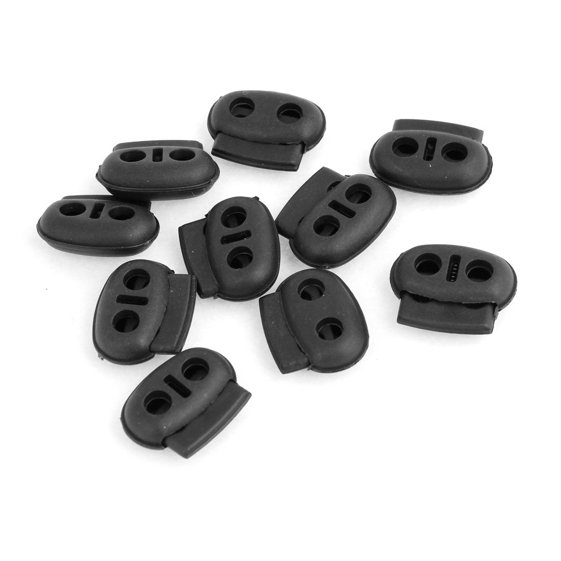 uxcell Uxcell Plastic 4.5mm Double Hole Spring Bean Cord Locks Ends Stoppers Black 10pcs