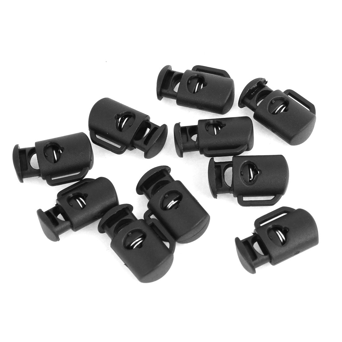 uxcell Uxcell 10 Pcs 8mm Dia Single Hole Rope Cord Locks Ends Drawstring Toggles Black