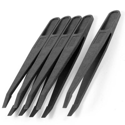 Harfington Uxcell 5 Pcs Black Plastic Electronic 3mm Pointy Tip Anti-static Tweezers 93305