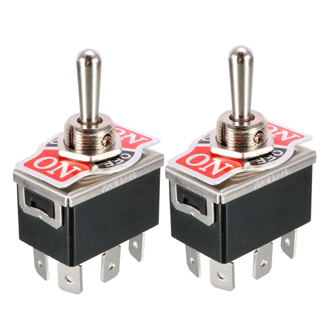 uxcell Uxcell 2 Pcs Black AC 250V/10A 125V/15A DPDT 3 Position ON/OFF/ON 6 Pins Toggle Switch