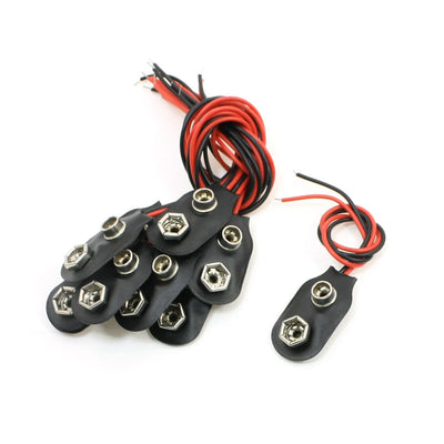 Harfington Uxcell 10 Pcs 15cm Double Wires 9V Batteries Clip Connectors Holder Black Red