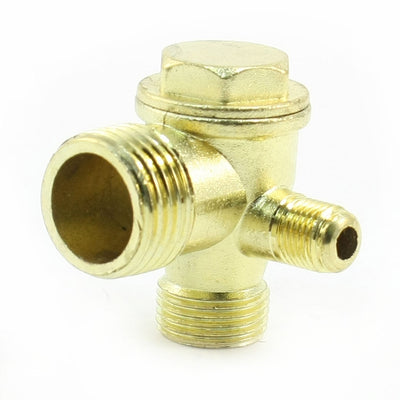 Harfington Uxcell Copper Tone 3-way Air Compressor Fittings Threaded Check Valve