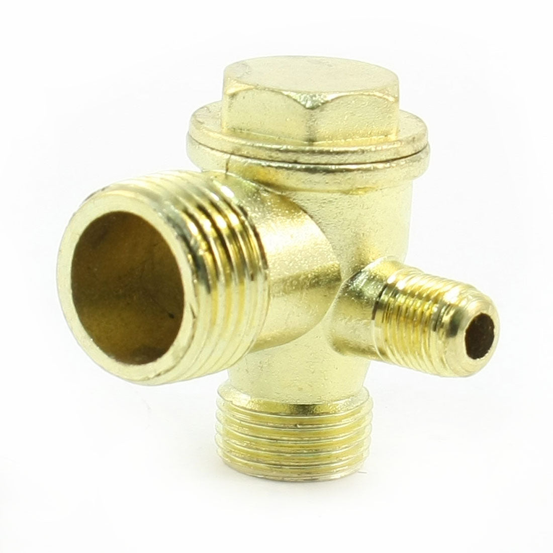 uxcell Uxcell Copper Tone 3-way Air Compressor Fittings Threaded Check Valve