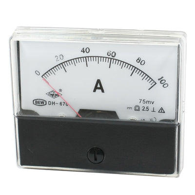 Harfington Uxcell DH-670 Rectangle Dial DC 0-100A Current Teste Panel Analog Ampere Meter
