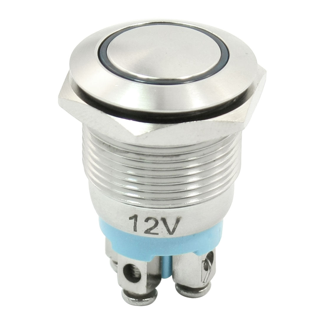 uxcell Uxcell DC 12V Blue LED Light 19mm Dia Stainless Steel Momentary Push Button Switch NO