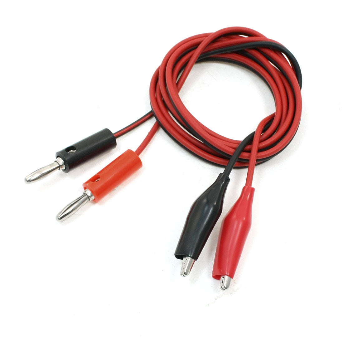uxcell Uxcell Alligator Clip Test Lead to Banana Connector Line Cable 1M Black Red