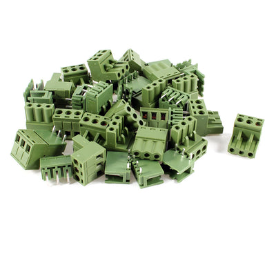 Harfington Uxcell 20 Pcs 300V 10A Single Row 3 Positions Pluggable Terminal Block Oliver Green