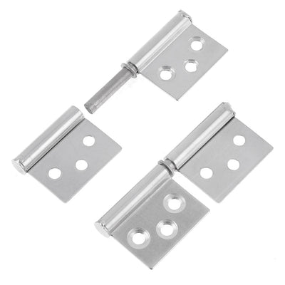 Harfington Uxcell 2 Pcs Stainless Steel Flag Type Window Door Cabinet Hinges 3.1" Length