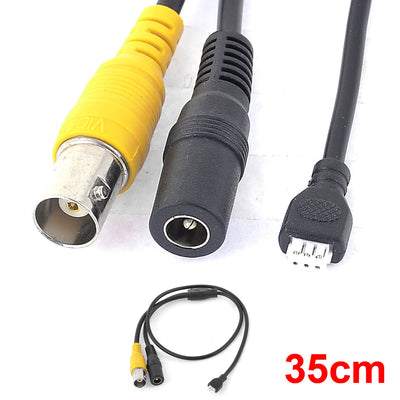Harfington Uxcell CCTV Camera Female BNC 5.5x2.1mm 13.7" DC Power Cable Cord Black Yellow