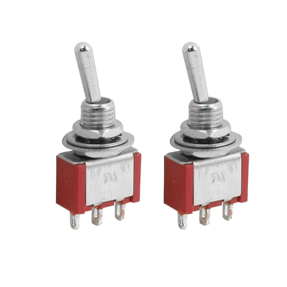uxcell Uxcell 2 Pcs Red 3 Pins ON/ON 2 Position SPDT Toggle Switch AC 120V/5A 250V/2A