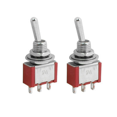 Harfington Uxcell 2 Pcs Red 3 Pins ON/ON 2 Position SPDT Toggle Switch AC 120V/5A 250V/2A