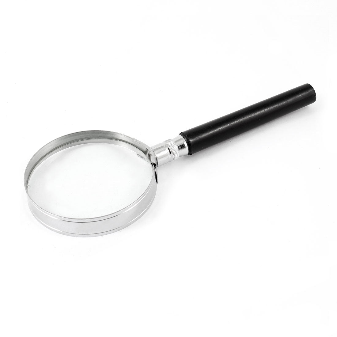 uxcell Uxcell Silver Tone Metal Round Grip 60mm Dia Jewelry Loupe 4X Magnifier Glass