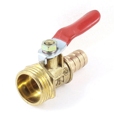 uxcell Uxcell 1/2" PT Male Thread to 10mm Hose Tail Lever Handle Ball Valve Gold Tone