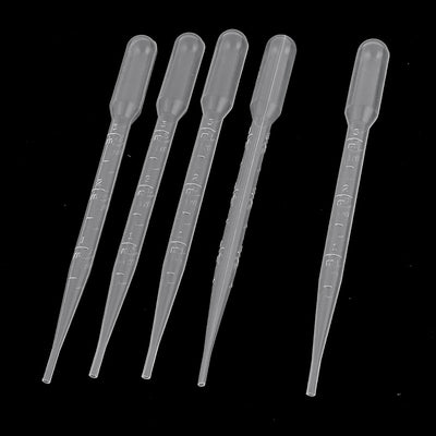 uxcell Uxcell 5 Pcs 3ML Capacity Lab Laboratory Clear Pipettes Droppers 6.1" Long