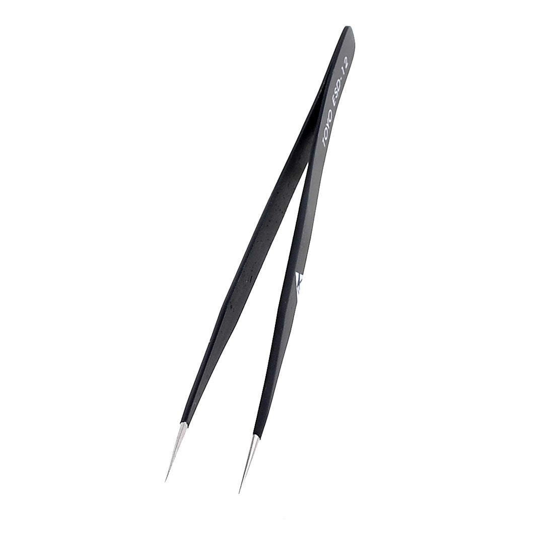 uxcell Uxcell 12cm Black Non Magnetic ESD Safe Fine Pointed Tips Tweezers Hand Tool