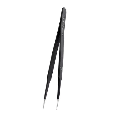 uxcell Uxcell Black Coated Metal Safe ESD Non- Magnetic Sharp Pointed Tip Tweezers 4.5"