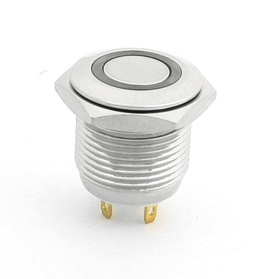 Harfington Uxcell 3V Green Illuminated LED 16mm Mounted Metal Momentary Button Switch SPST
