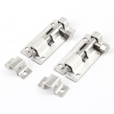 Harfington Uxcell 2.4" Length Stainless Steel Drawer Cabinet Lock Security Latch Barrel Bolt Set 2 Pcs