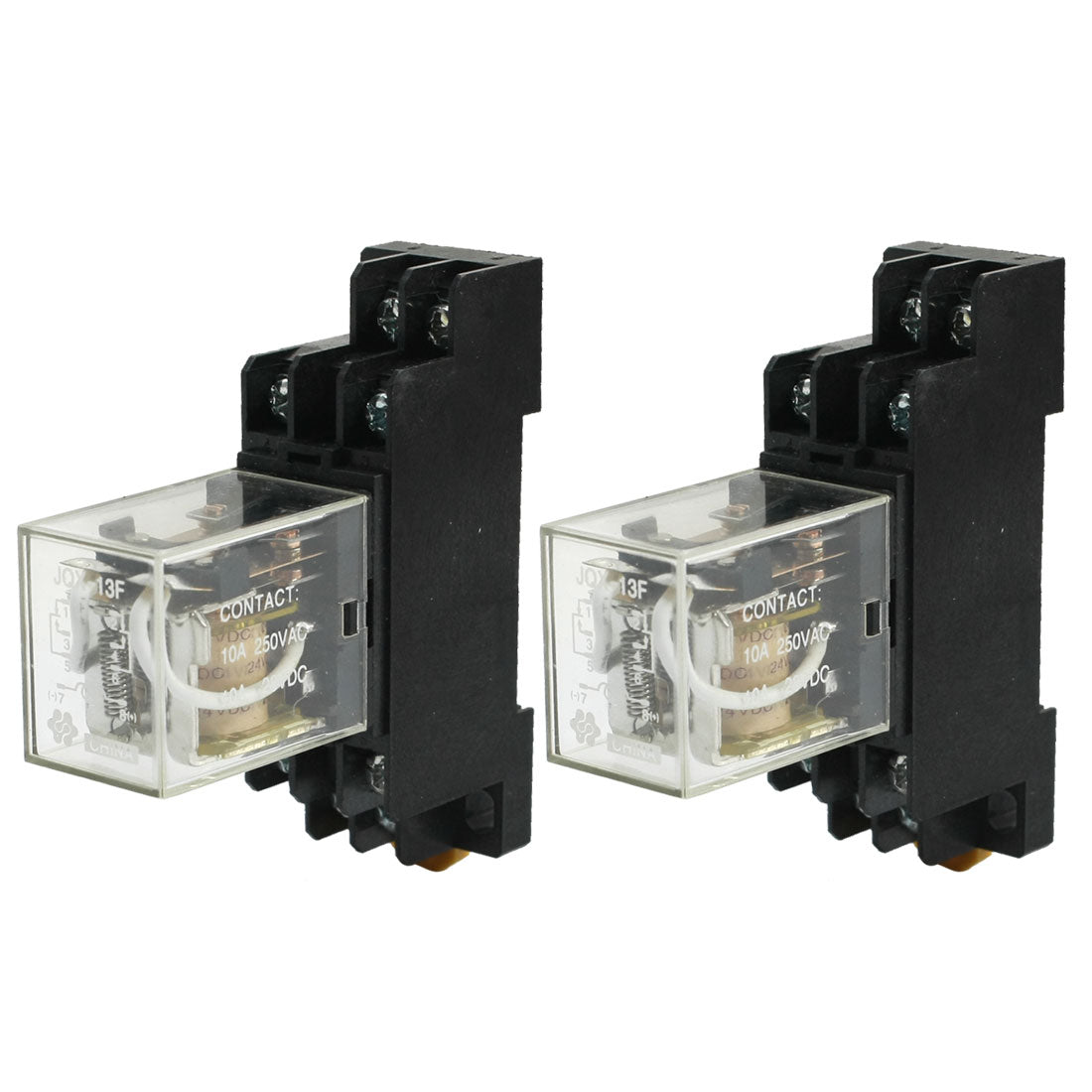 uxcell Uxcell 2Pcs DPDT 10A Electromagnetic Power Relay DC 24V Coil w 35mm DIN Rail Socket