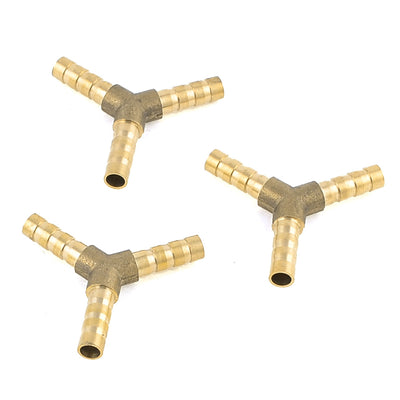 Harfington Uxcell 3 Pcs Brass Y-Shape Three Ways 6mm Hose Barb Fitting Adapter Coupler