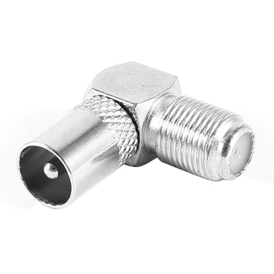 Harfington Uxcell Silver Tone Right Angle TV PAL Male RF to F Type Female Adapters Connectors