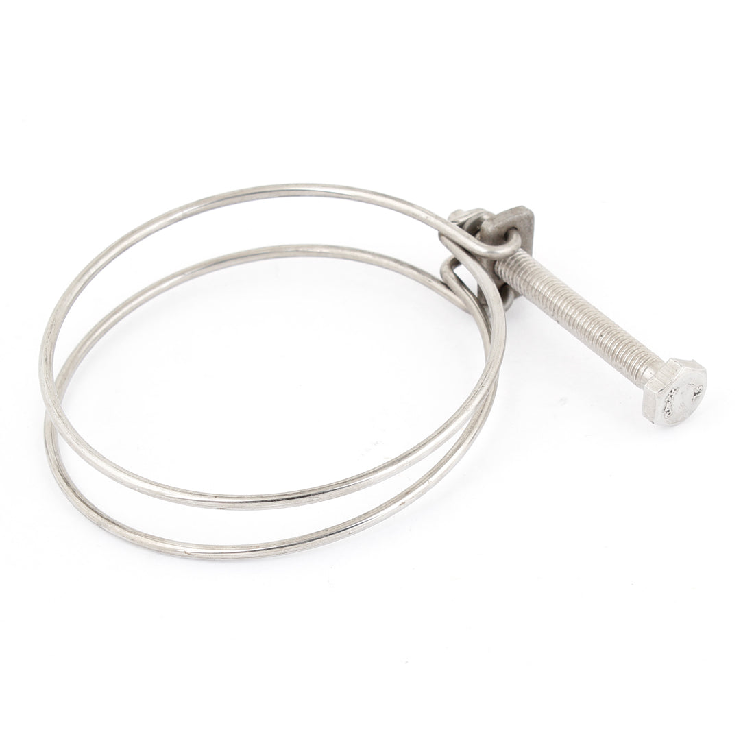 uxcell Uxcell 80mm-90mm Adjustable Silver Tone Metal Double Wire Hose Clamp