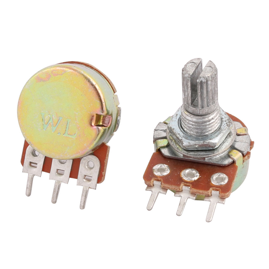 uxcell Uxcell 2 Pcs B50K 50K Ohm 3 Terminals Single Linear Rotary Taper Potentiometers Zinc Plating