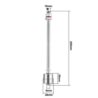 Harfington Uxcell 200mm Stainless Steel Water Level Sensor Liquid Vertical Float Switch