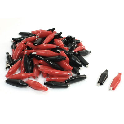 Harfington Uxcell Black Red Plastic Insulation Housing Metal Alligator Clips 50 Pairs