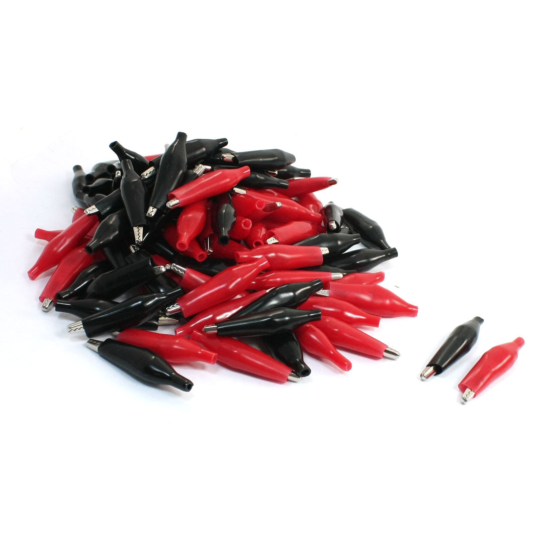 uxcell Uxcell 50Pairs Red Black Insulation Cover Metal Alligator Clips Testing Probe