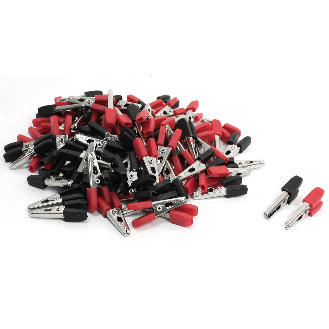 uxcell Uxcell 100pcs Red Black Plastic Coated Handle Insulated Alligator Clips 34mm