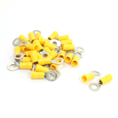 Harfington Uxcell 30Pcs RV5.5-6 Ring Tongue Pre Insulated Terminal Yellow for AWG 12-10