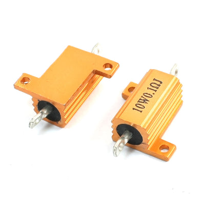 uxcell Uxcell 10W 0.1 Ohm Resistance Gold Tone Aluminum Clad Wirewound Resistor 2Pcs