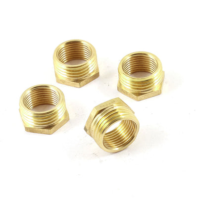 Harfington Uxcell 4pcs 1/2"PT x 3/8"PT Male to Female Thread Hex Bushing Pipe Connector