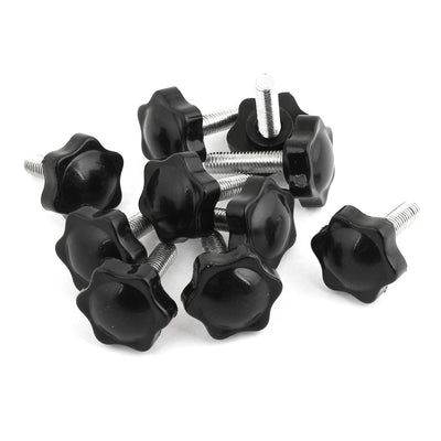 Harfington Uxcell 10 Pieces M8 x 30mm Male Thread 32mm Hex Shaped Head Clamping Screw Knob Black